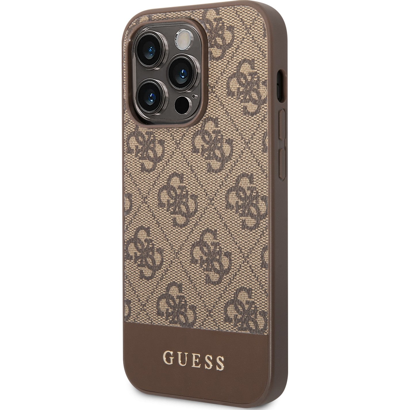 Schutzhülle Guess 4G Stripe Collection für iPhone 14 Pro, Braun