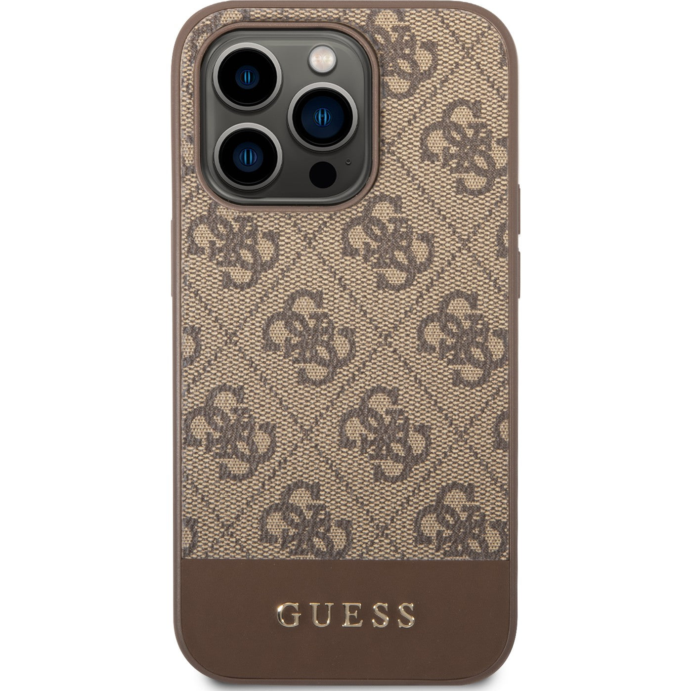 Schutzhülle Guess 4G Stripe Collection für iPhone 14 Pro, Braun