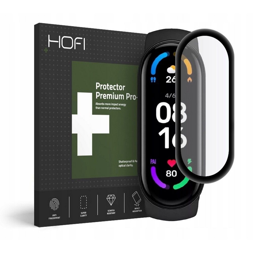 Gehärtetes Glas Hofi Hybrid Pro+ für Xiaomi Mi Band 6/ 6 NFC, Schwarz