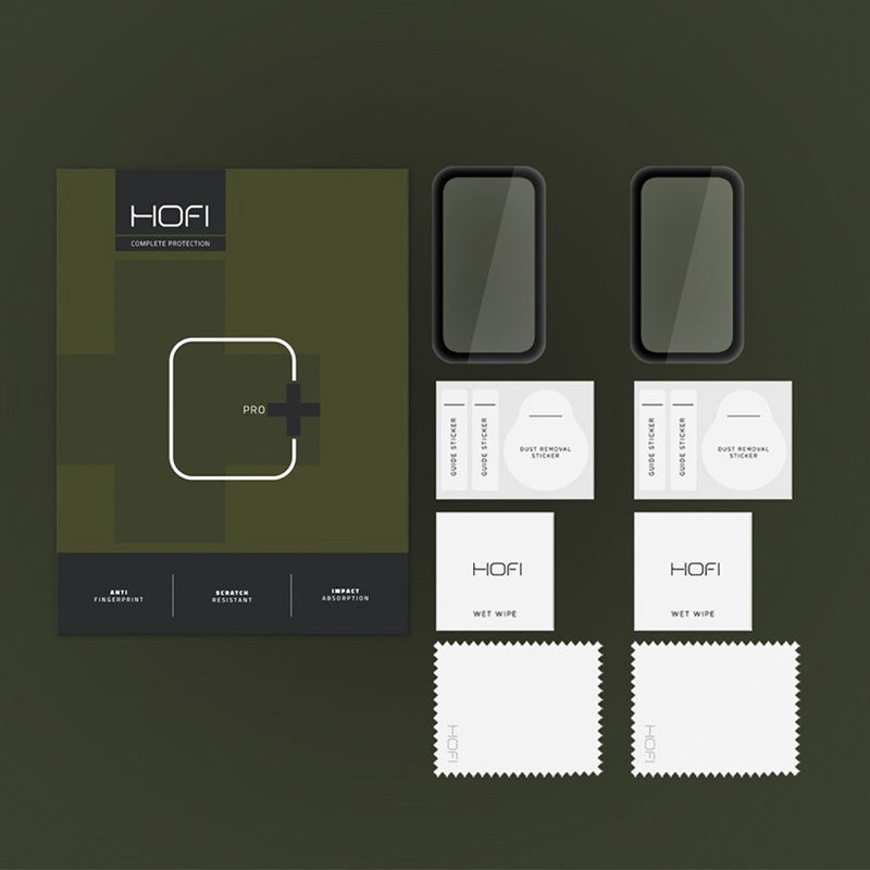 Gehärtetes Glas Hofi Hybrid Pro+ für Xiaomi Mi Band 8 Active, Schwarzer Rahmen, 2 Stück