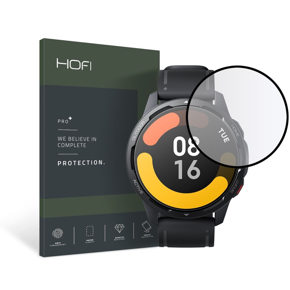 Gehärtetes Glas Hofi Hybrid Pro+ für Xiaomi Watch S1 Active, Schwarz