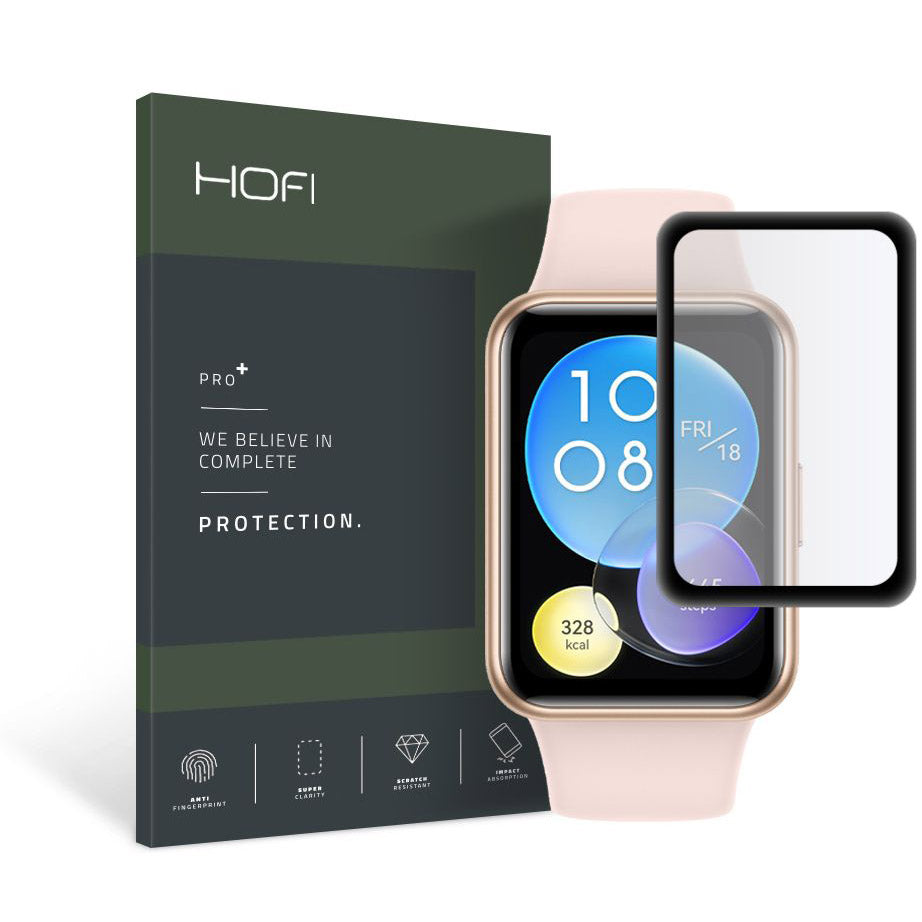 Gehärtetes Glas Hofi Hybrid Pro+ für Huawei Watch Fit 2, Schwarz