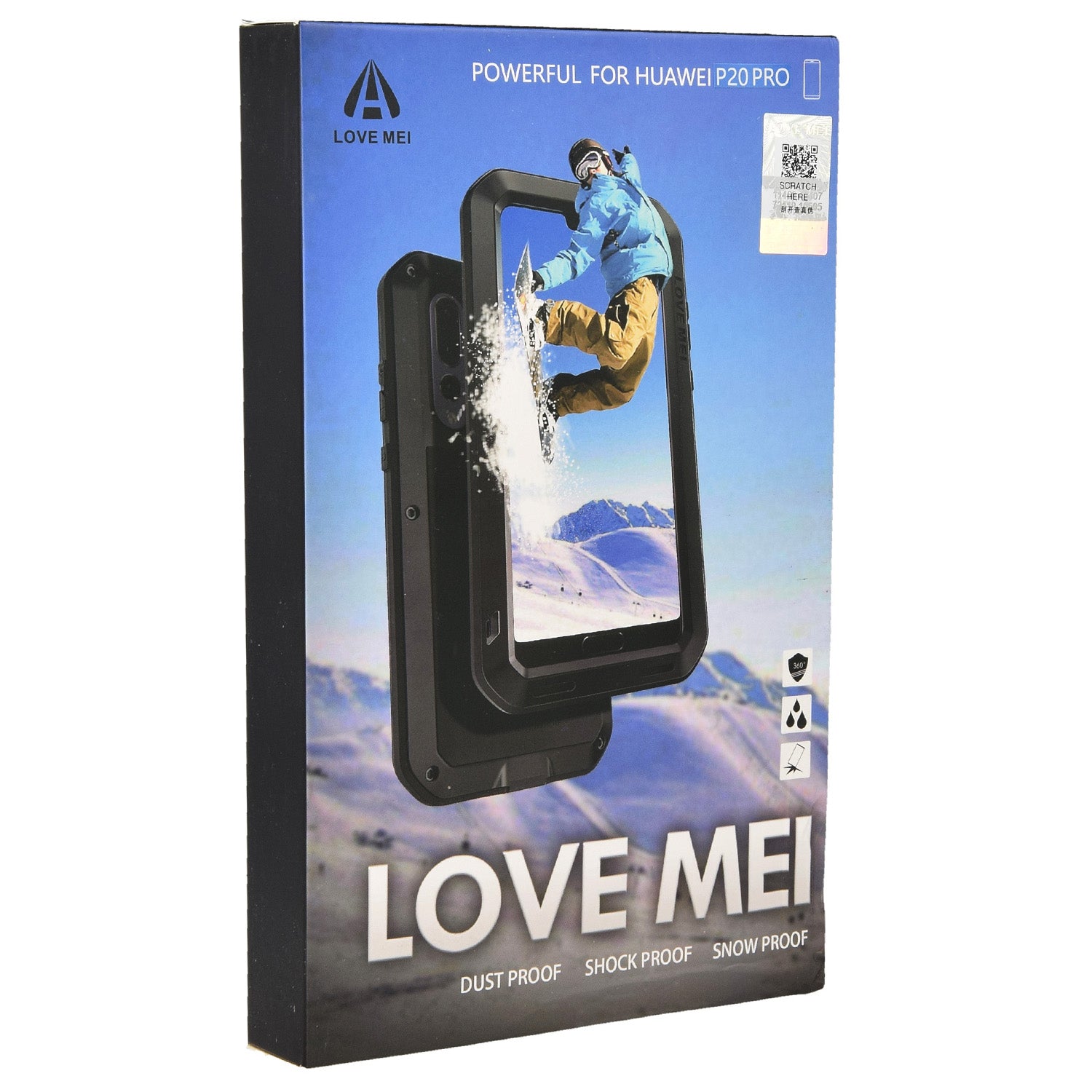 Gepanzerte Schutzhülle mit Glas für Huawei P20 Pro, Love Mei Powerful, Schwarz