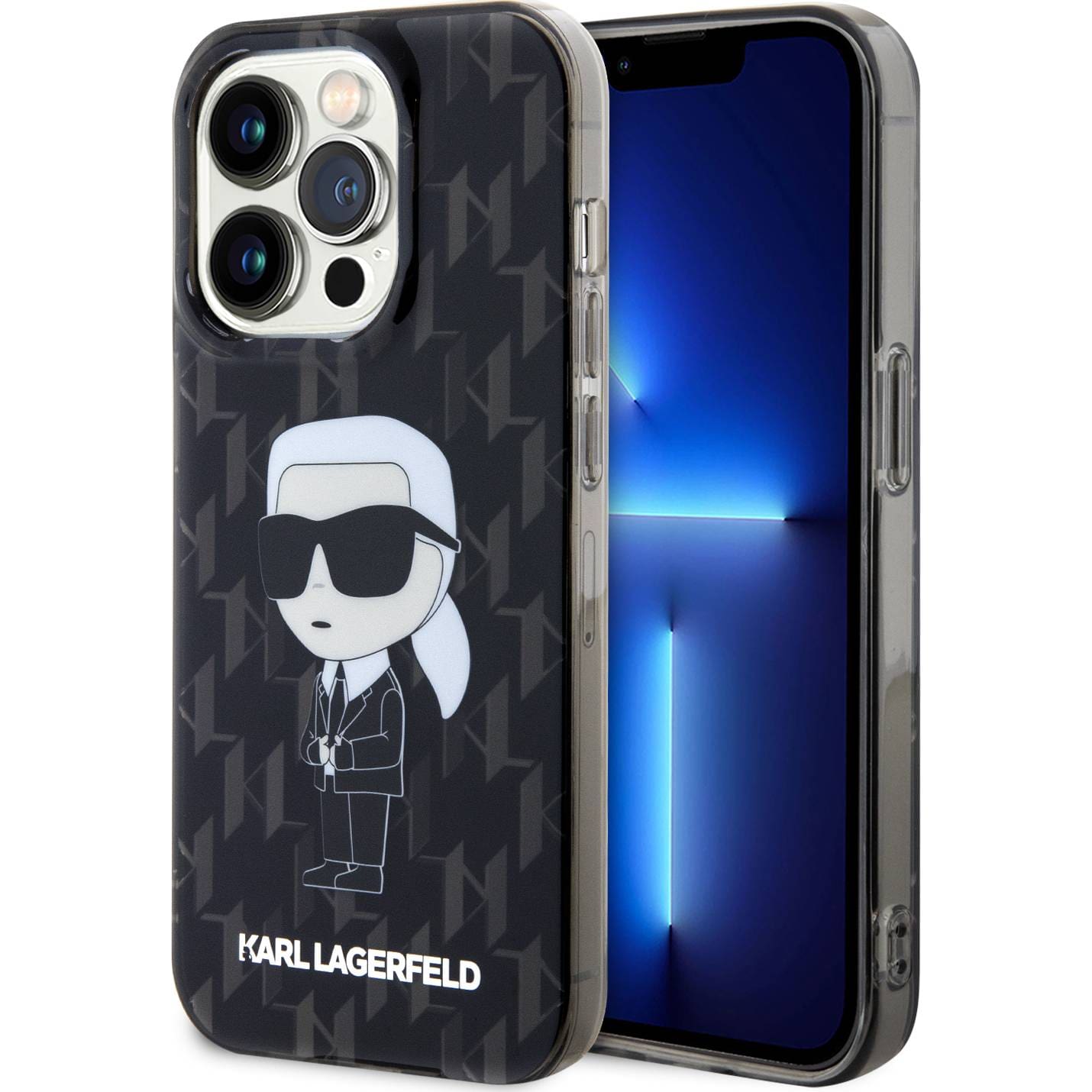 Schutzhülle Karl Lagerfeld HardCase Monogram Ikonik do Apple iPhone 15 Pro Max, Schwarz