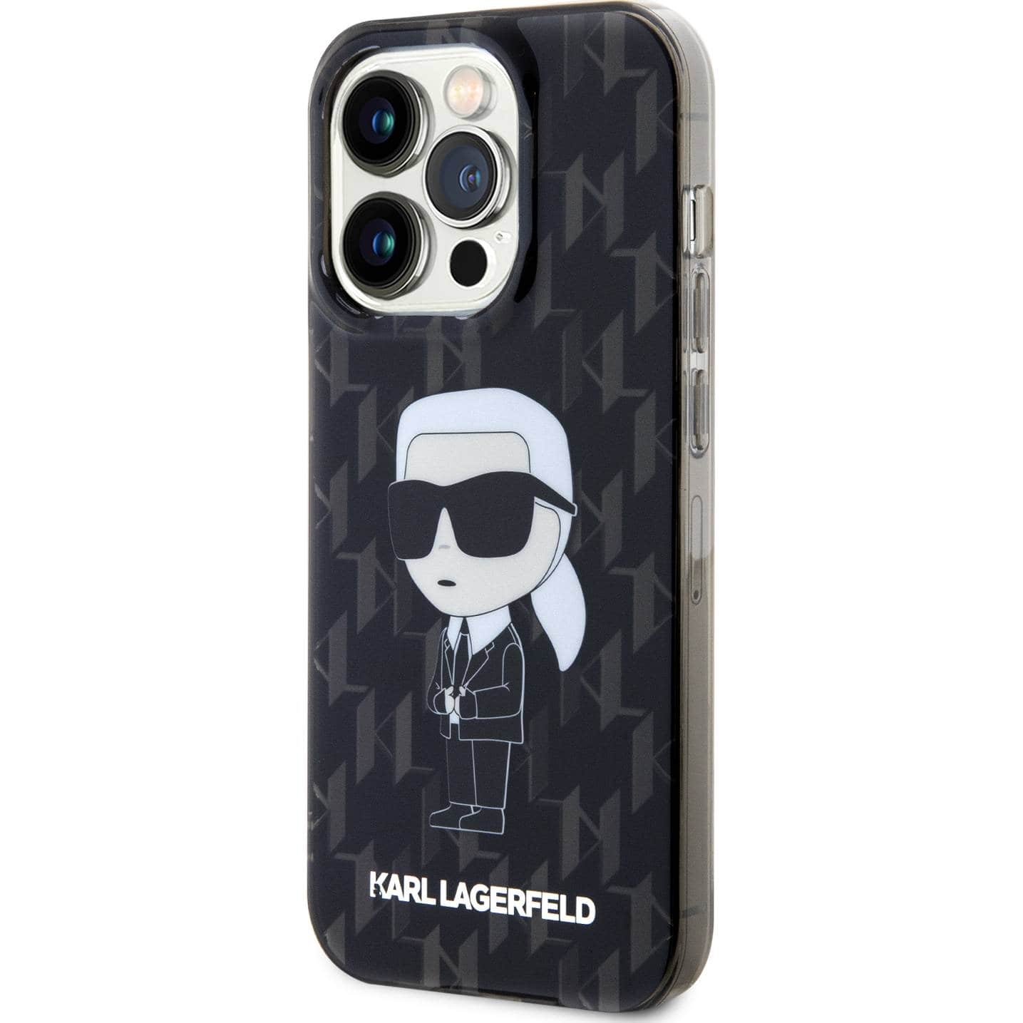 Schutzhülle Karl Lagerfeld HardCase Monogram Ikonik do Apple iPhone 15 Pro Max, Schwarz