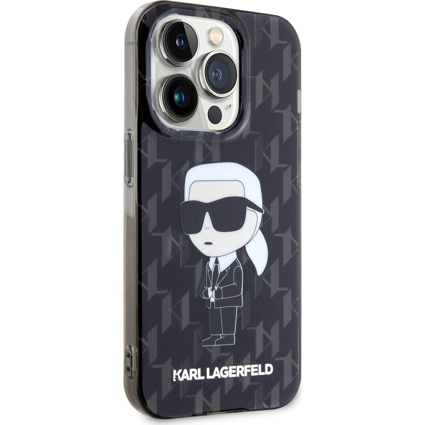 Schutzhülle Karl Lagerfeld HardCase Monogram Ikonik do Apple iPhone 15 Pro Max, Schwarz