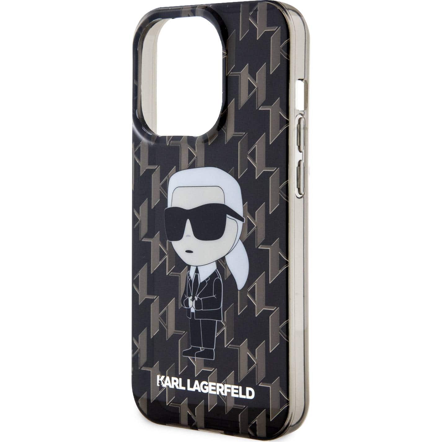 Schutzhülle Karl Lagerfeld HardCase Monogram Ikonik do Apple iPhone 15 Pro Max, Schwarz