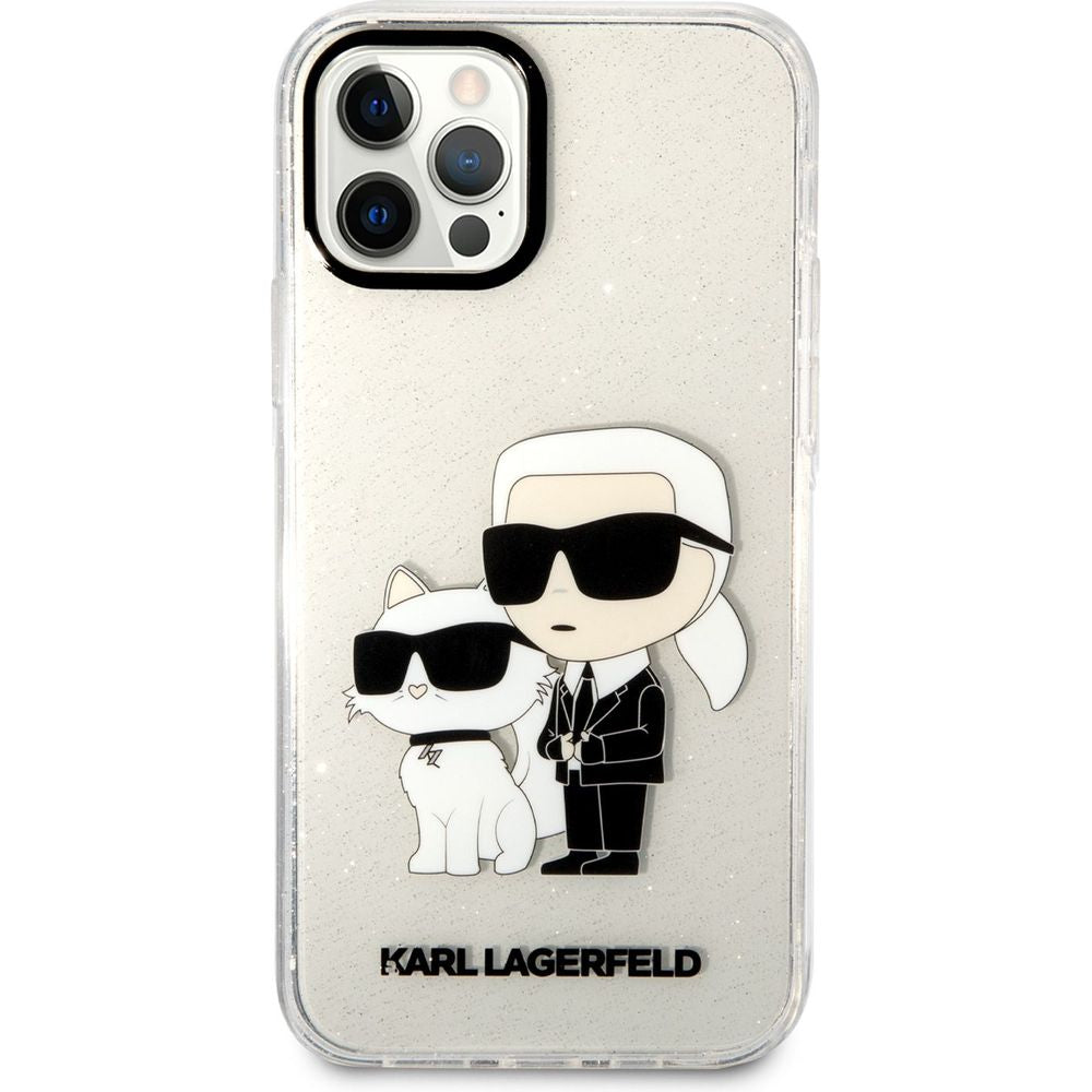 Schutzhülle Karl Lagerfeld Glitter Karl & Choupette für iPhone 12 / 12 Pro Transparent