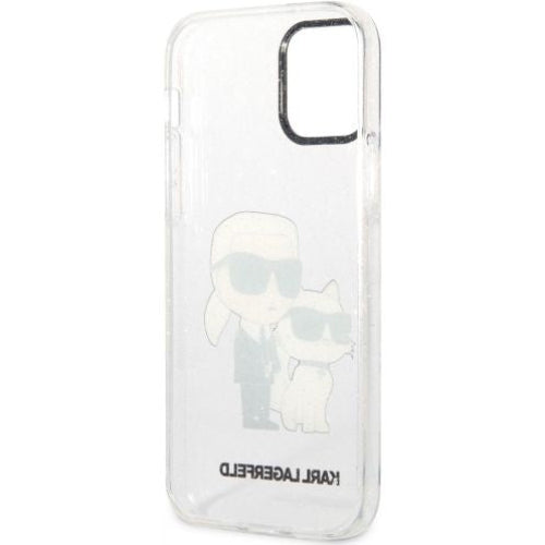 Schutzhülle Karl Lagerfeld Glitter Karl & Choupette für iPhone 12 / 12 Pro Transparent