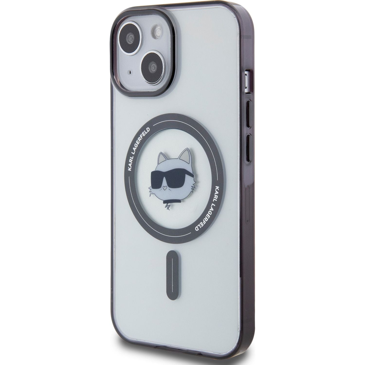 Schutzhülle Karl Lagerfeld HardCase IML Choupette MagSafe für iPhone 15 Plus, Transparent