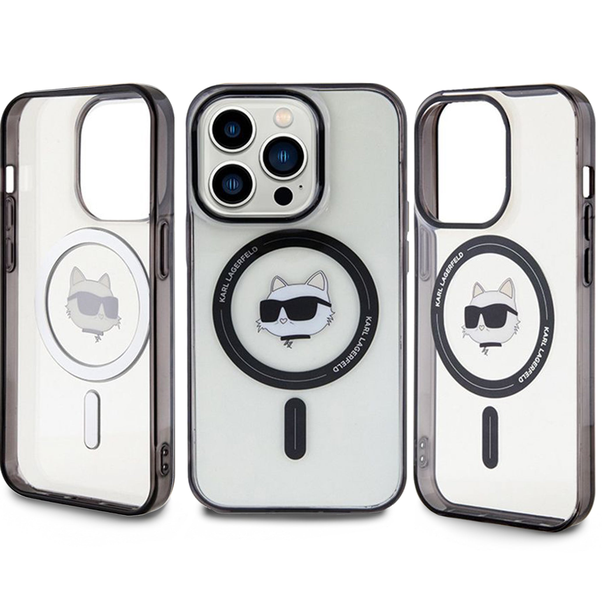 Schutzhülle Karl Lagerfeld HardCase IML Choupette MagSafe für iPhone 15 Pro Max, Transparent