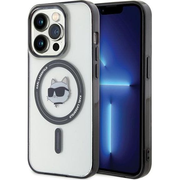 Schutzhülle Karl Lagerfeld HardCase IML Choupette MagSafe für iPhone 15 Pro, Transparent