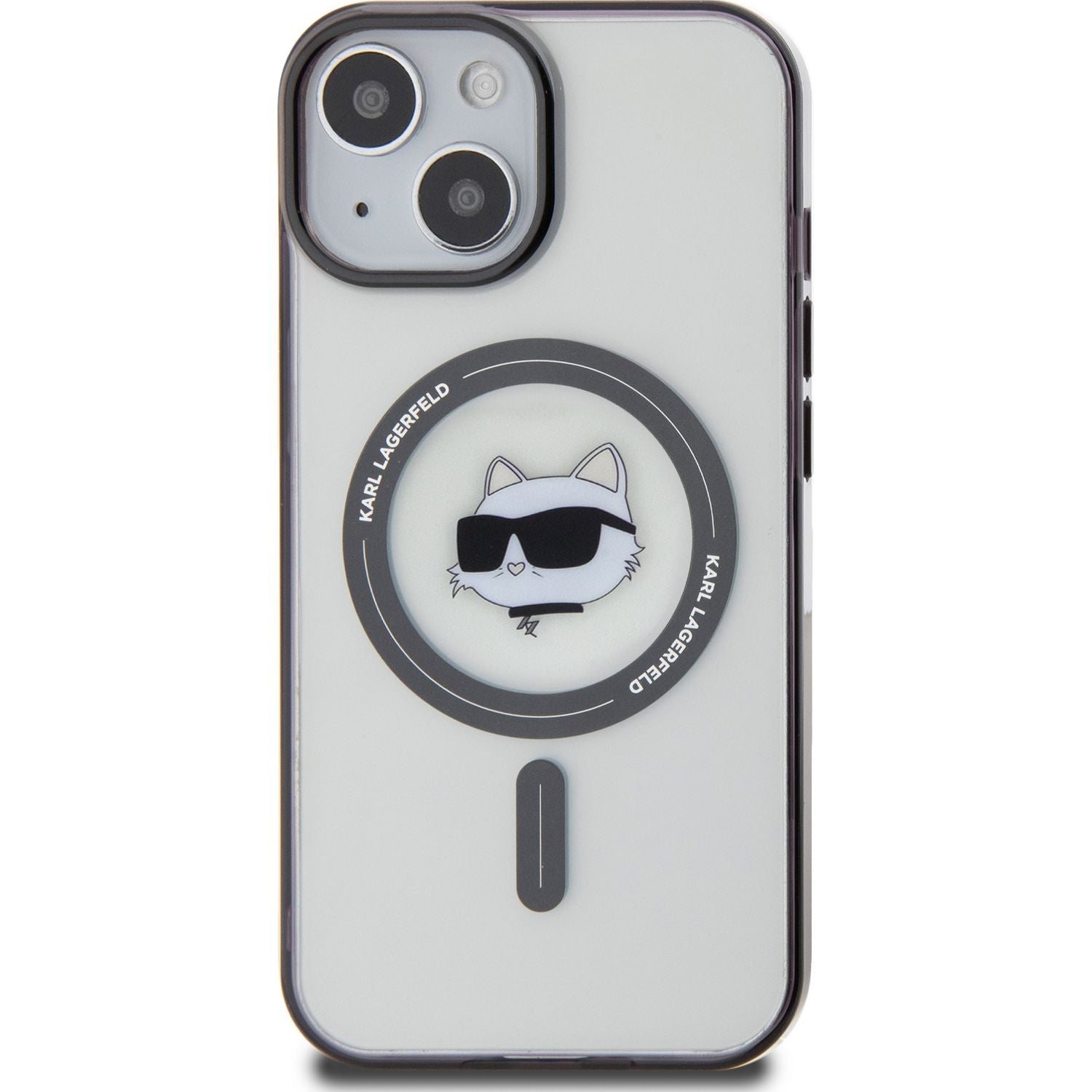 Schutzhülle Karl Lagerfeld HardCase IML Choupette MagSafe für iPhone 15, Transparent