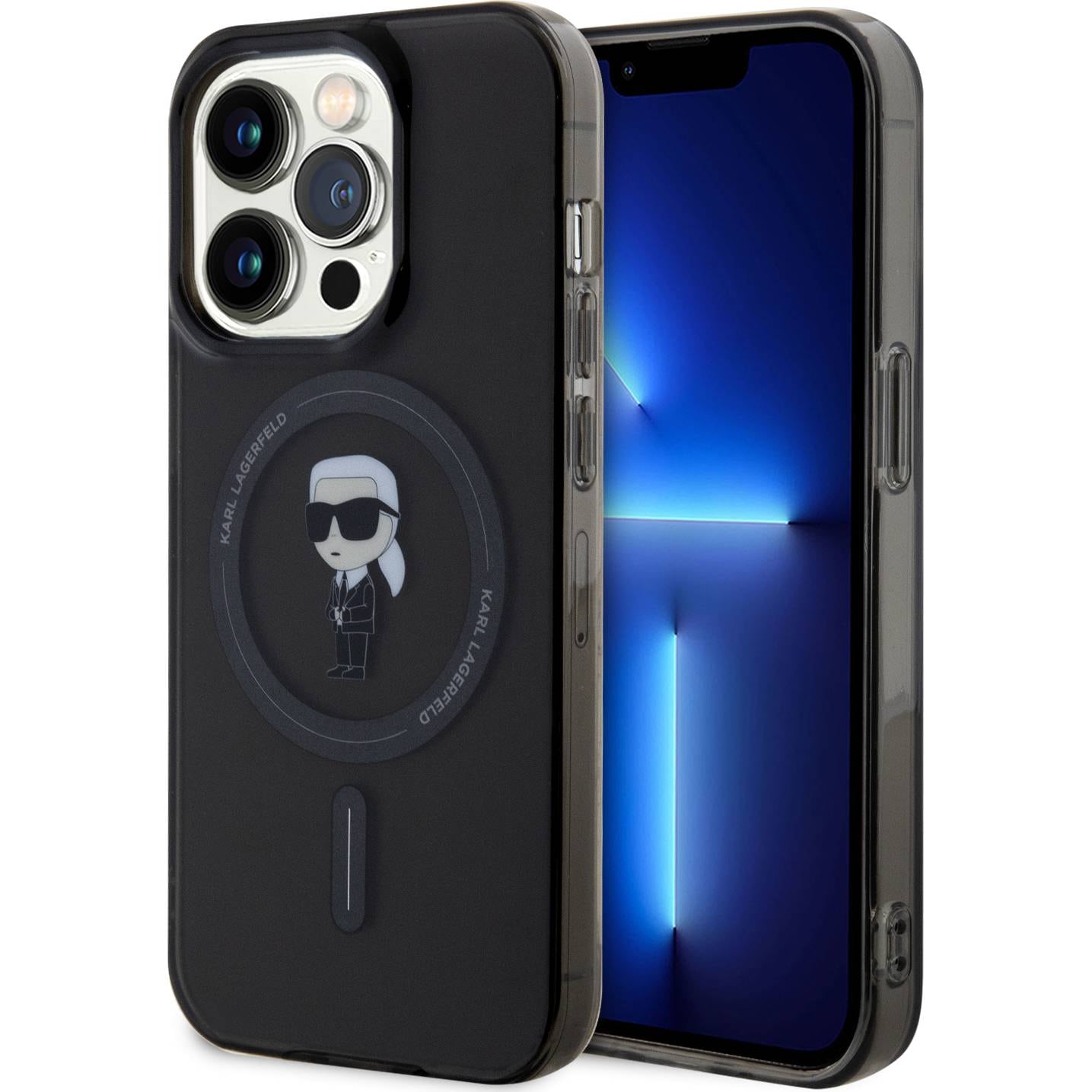 Schutzhülle Karl Lagerfeld HardCase IML Ikonik MagSafe für Apple iPhone 15 Pro, Schwarz