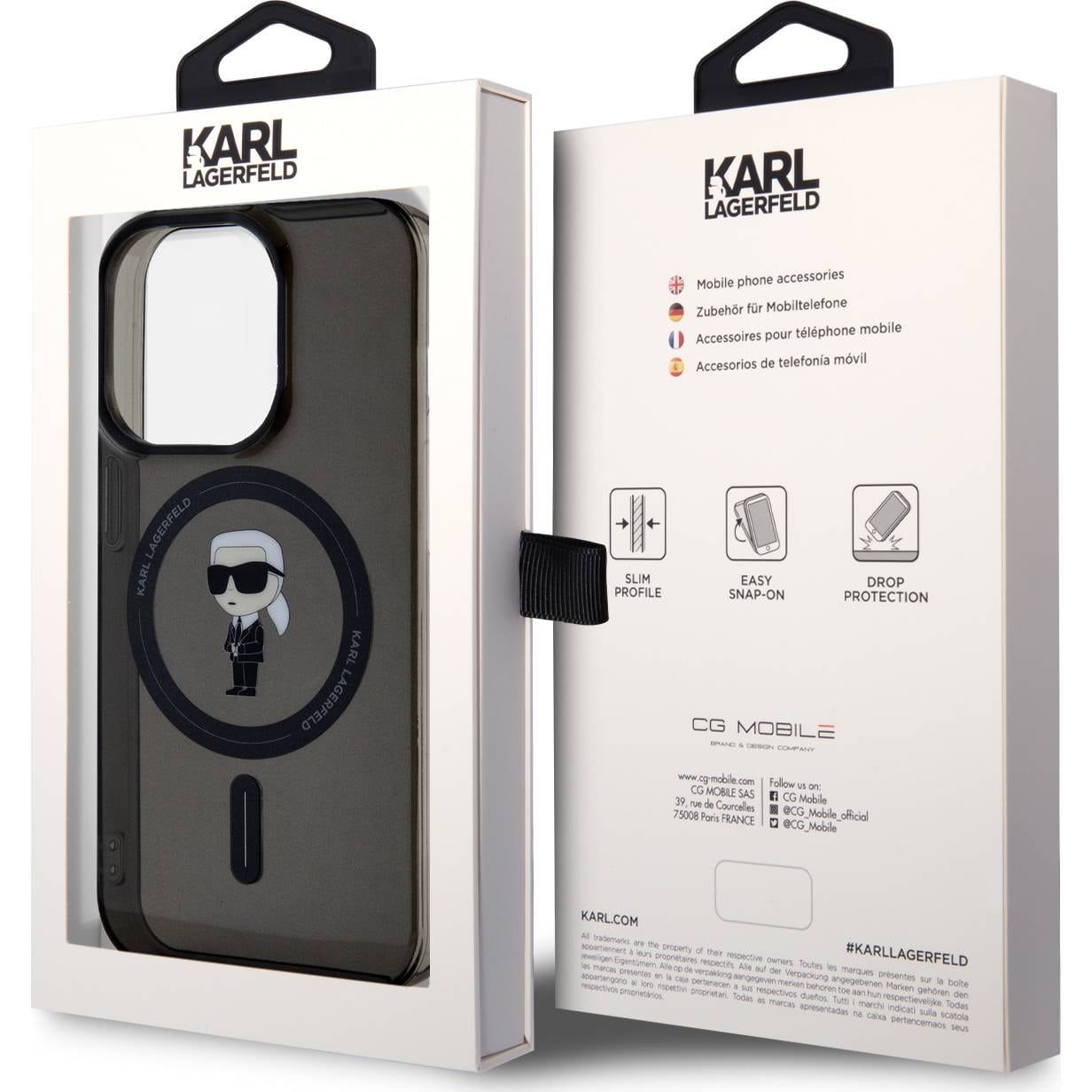 Schutzhülle Karl Lagerfeld HardCase IML Ikonik MagSafe für Apple iPhone 15 Pro, Schwarz