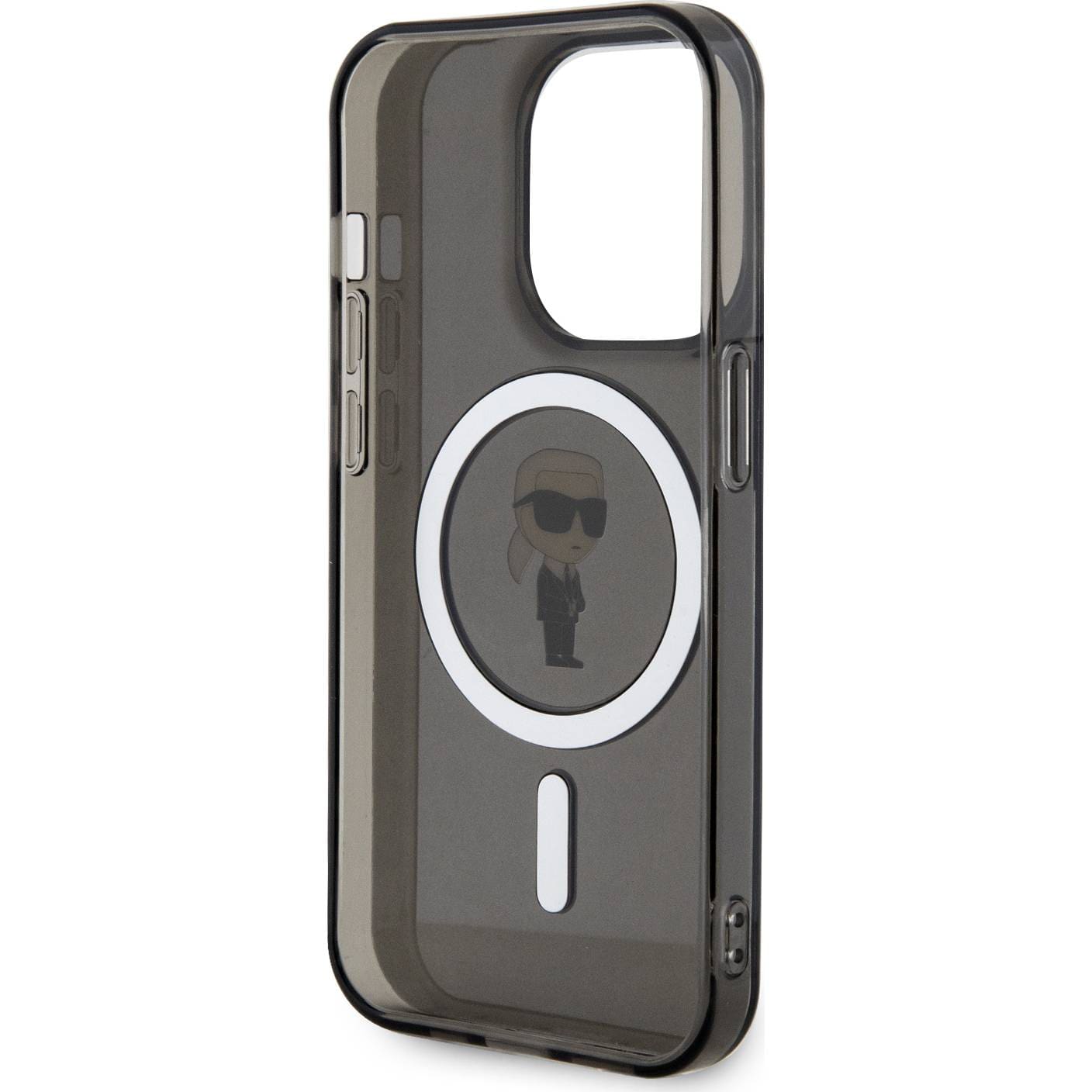 Schutzhülle Karl Lagerfeld HardCase IML Ikonik MagSafe für Apple iPhone 15 Pro, Schwarz