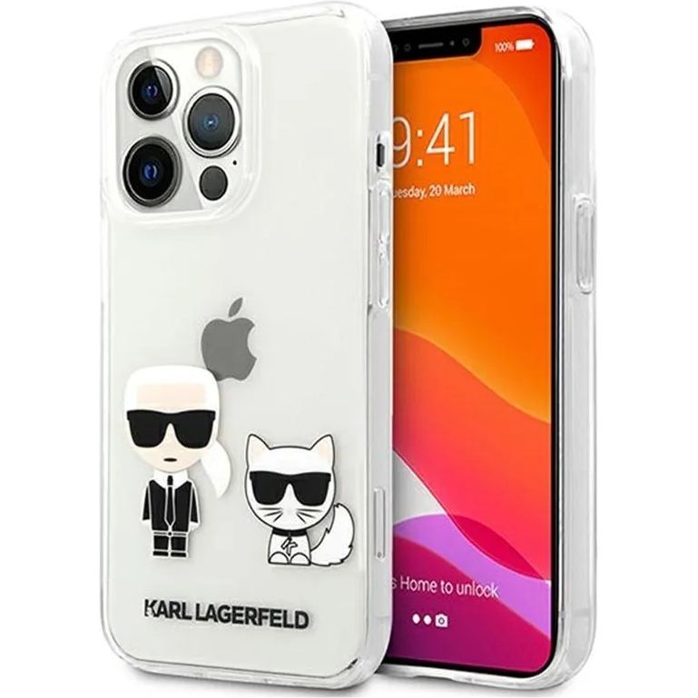 Schutzhülle Karl Lagerfeld Choupette Fun für iPhone 13 Pro, Transparent