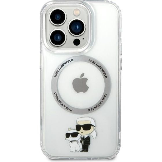 Schutzhülle Karl Lagerfeld Iconic Karl & Choupette MagSafe für iPhone 14 Pro Max, Transparent