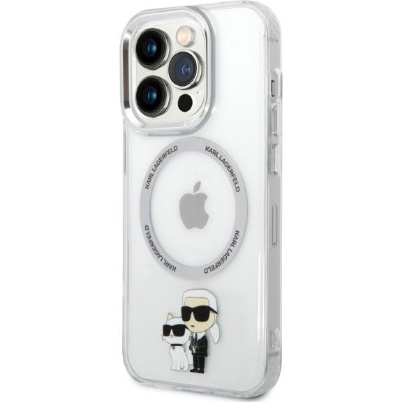 Schutzhülle Karl Lagerfeld Iconic Karl & Choupette MagSafe für iPhone 14 Pro Max, Transparent