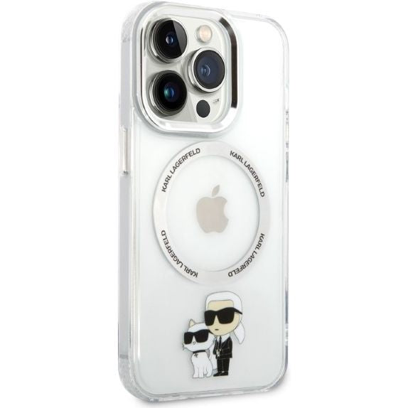 Schutzhülle Karl Lagerfeld Iconic Karl & Choupette MagSafe für iPhone 14 Pro Max, Transparent