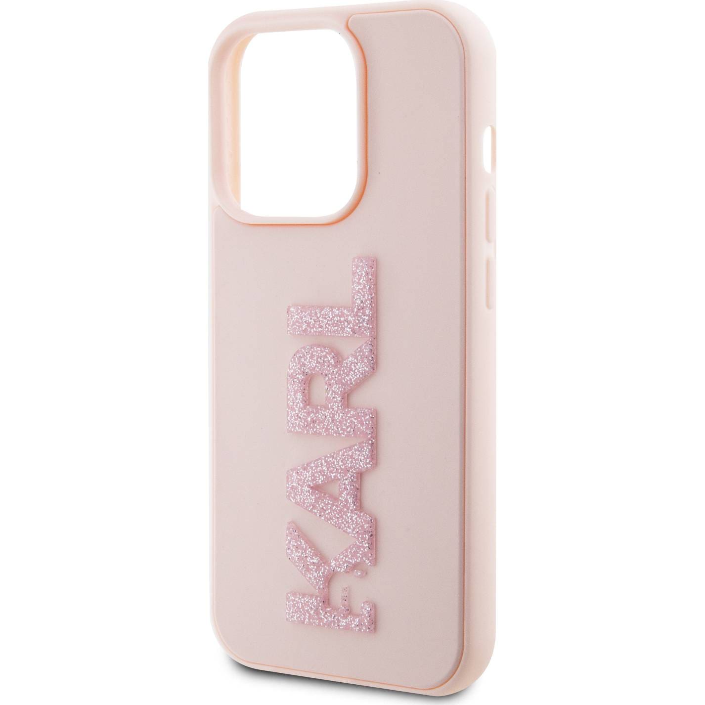 Schutzhülle Karl Lagerfeld HardCase 3D Rubber Glitter Logo für Apple iPhone 15 Pro Max, Rosa