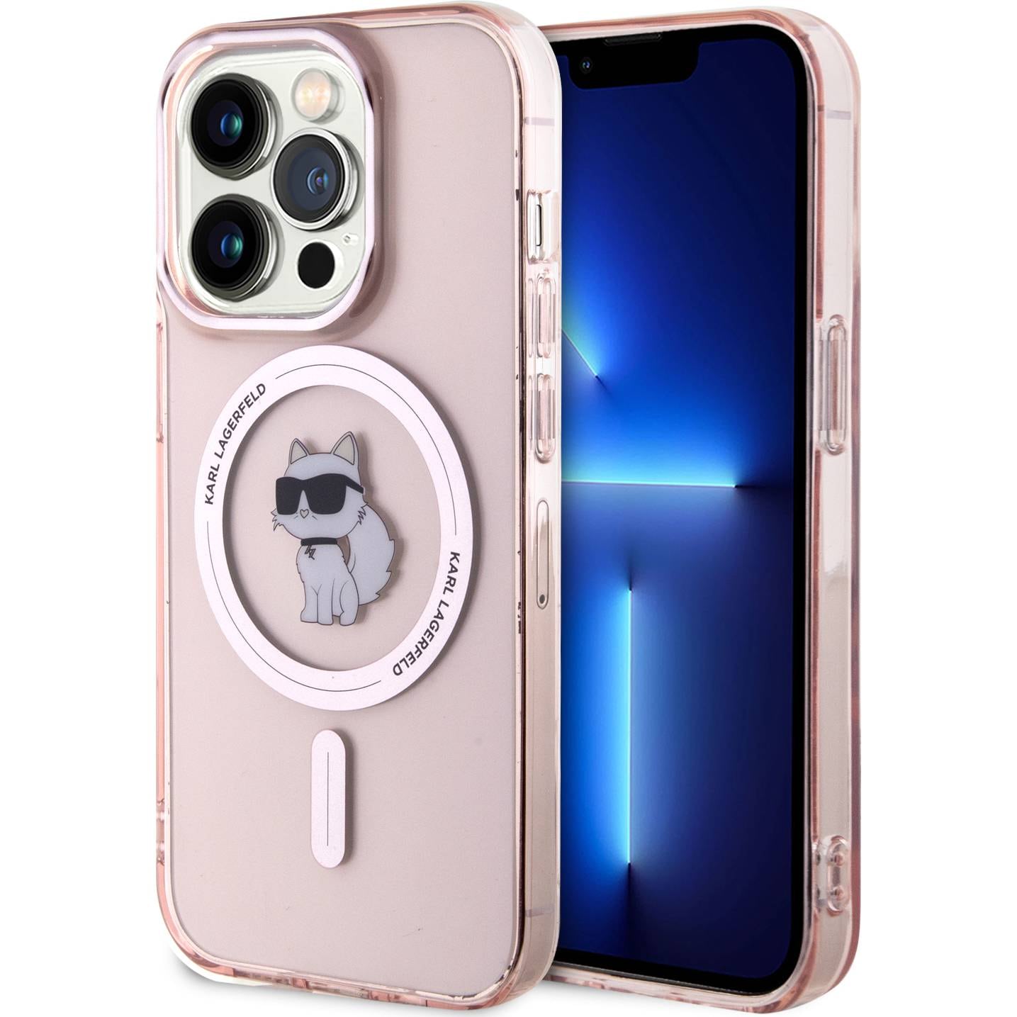 Schutzhülle Karl Lagerfeld HardCase IML Choupette MagSafe für Apple iPhone 15 Pro, Rosa