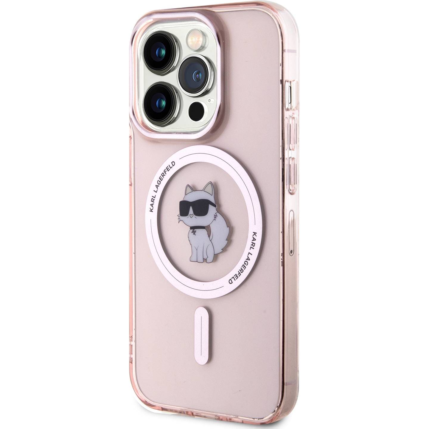 Schutzhülle Karl Lagerfeld HardCase IML Choupette MagSafe für Apple iPhone 15 Pro, Rosa