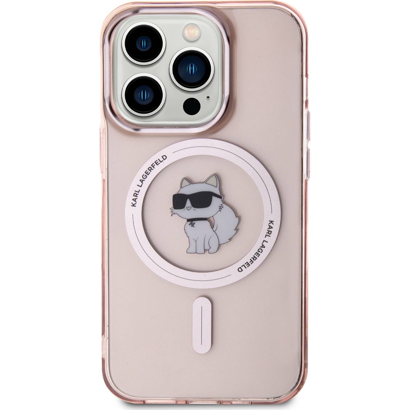 Schutzhülle Karl Lagerfeld HardCase IML Choupette MagSafe für Apple iPhone 15 Pro, Rosa