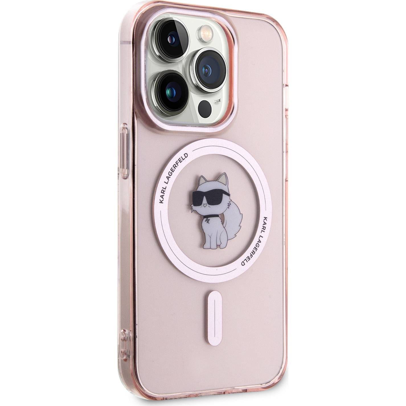 Schutzhülle Karl Lagerfeld HardCase IML Choupette MagSafe für Apple iPhone 15 Pro, Rosa