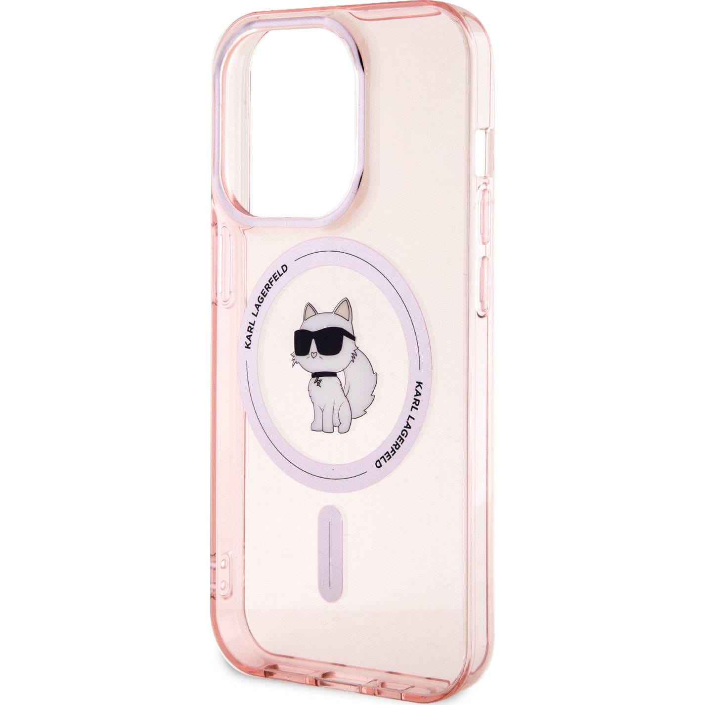 Schutzhülle Karl Lagerfeld HardCase IML Choupette MagSafe für Apple iPhone 15 Pro, Rosa