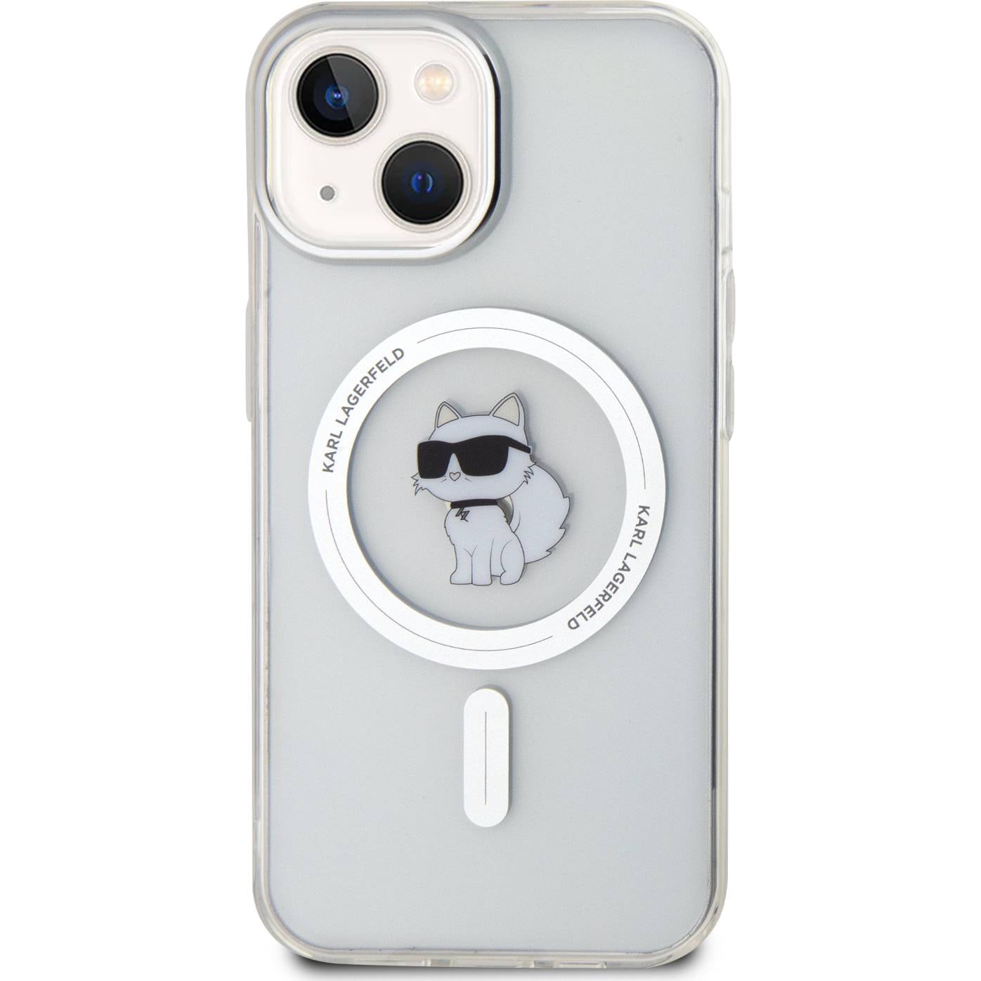 Schutzhülle Karl Lagerfeld HardCase IML Choupette MagSafe für Apple iPhone 15, Transparent