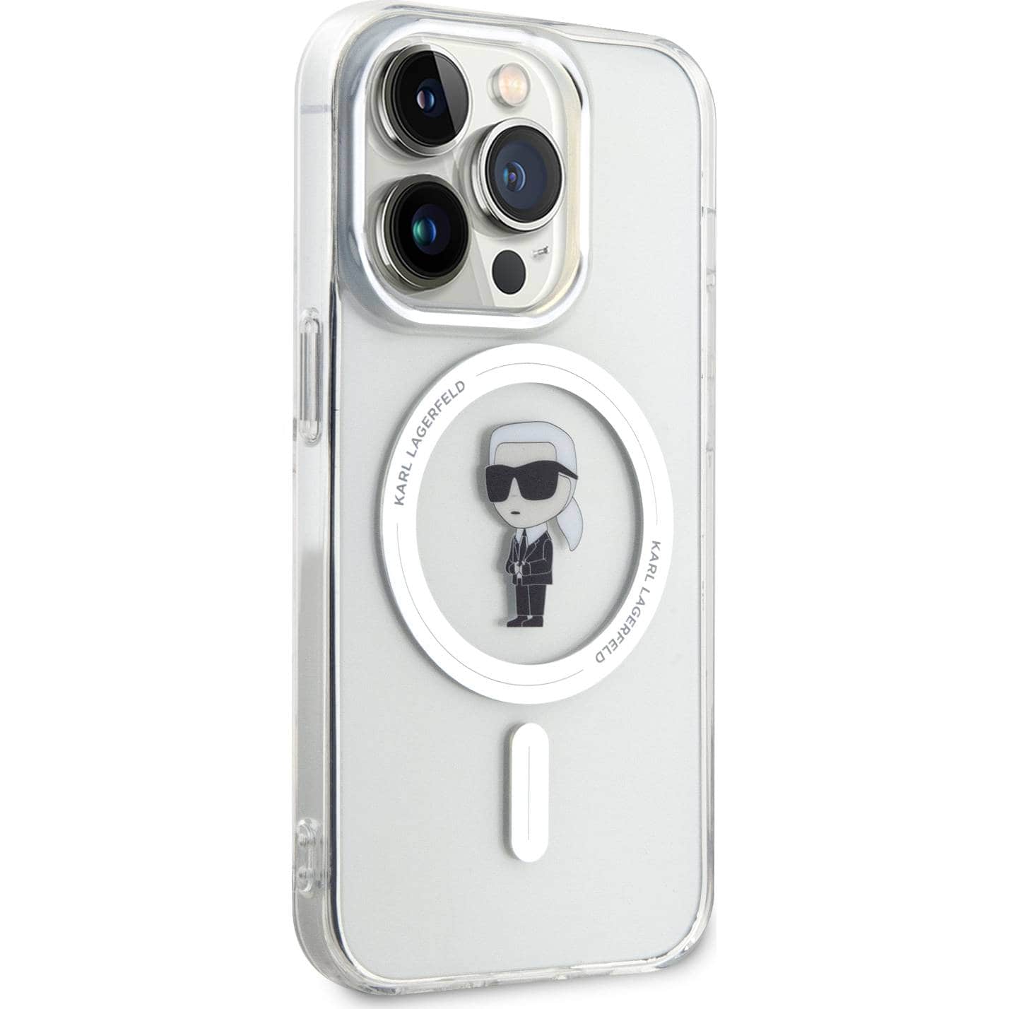 Schutzhülle Karl Lagerfeld HardCase IML Ikonik MagSafe für Apple iPhone 15 Pro, Transparent