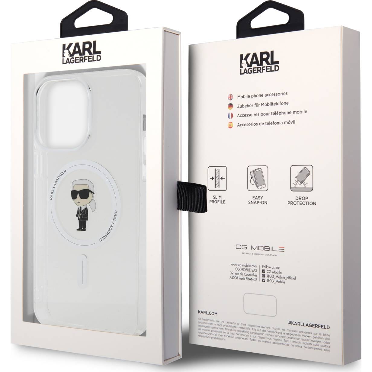 Schutzhülle Karl Lagerfeld HardCase IML Ikonik MagSafe für Apple iPhone 15 Pro Max, Transparent
