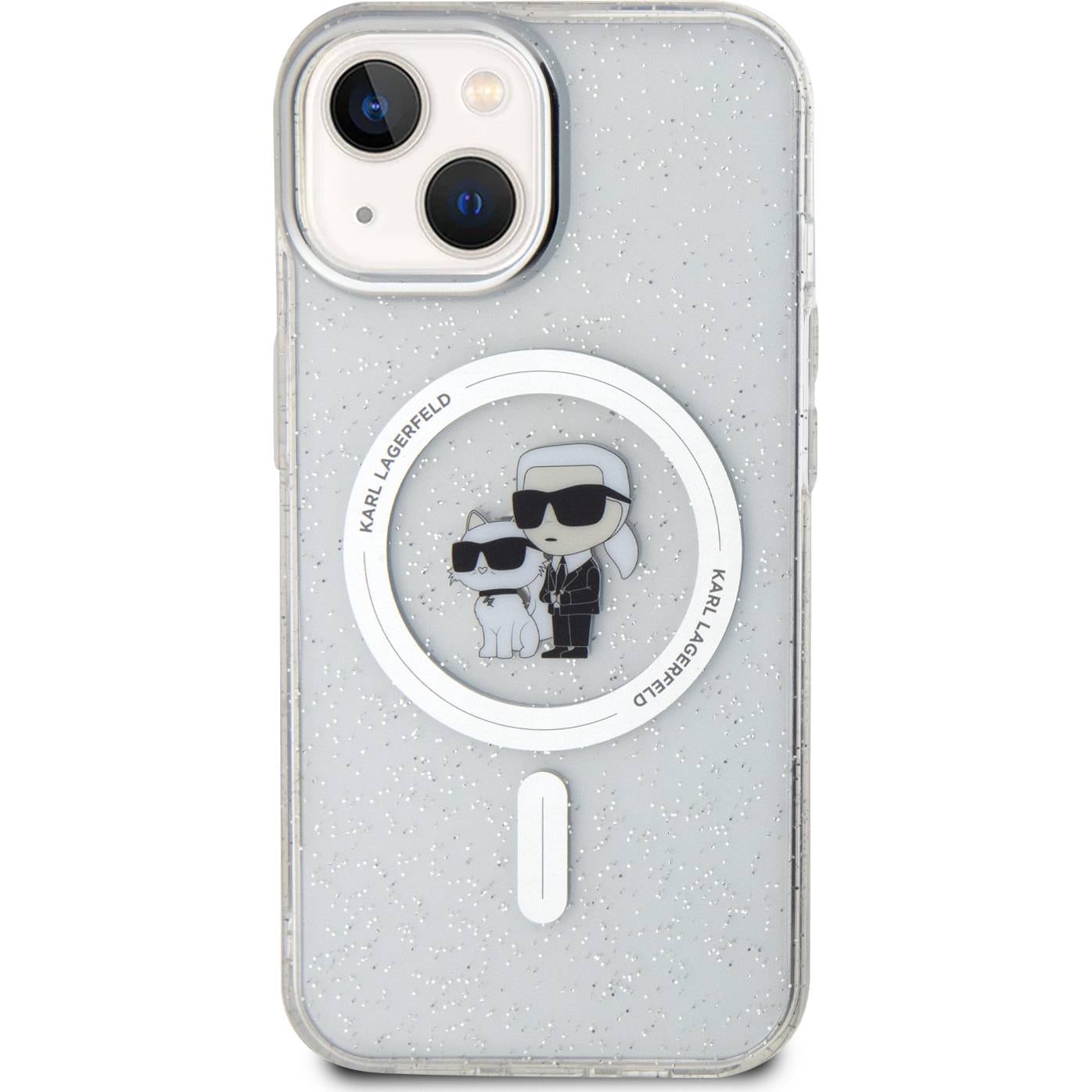 Etui Karl Lagerfeld HardCase Karl&Choupette Glitter MagSafe do Apple iPhone 15 Plus, Transparent