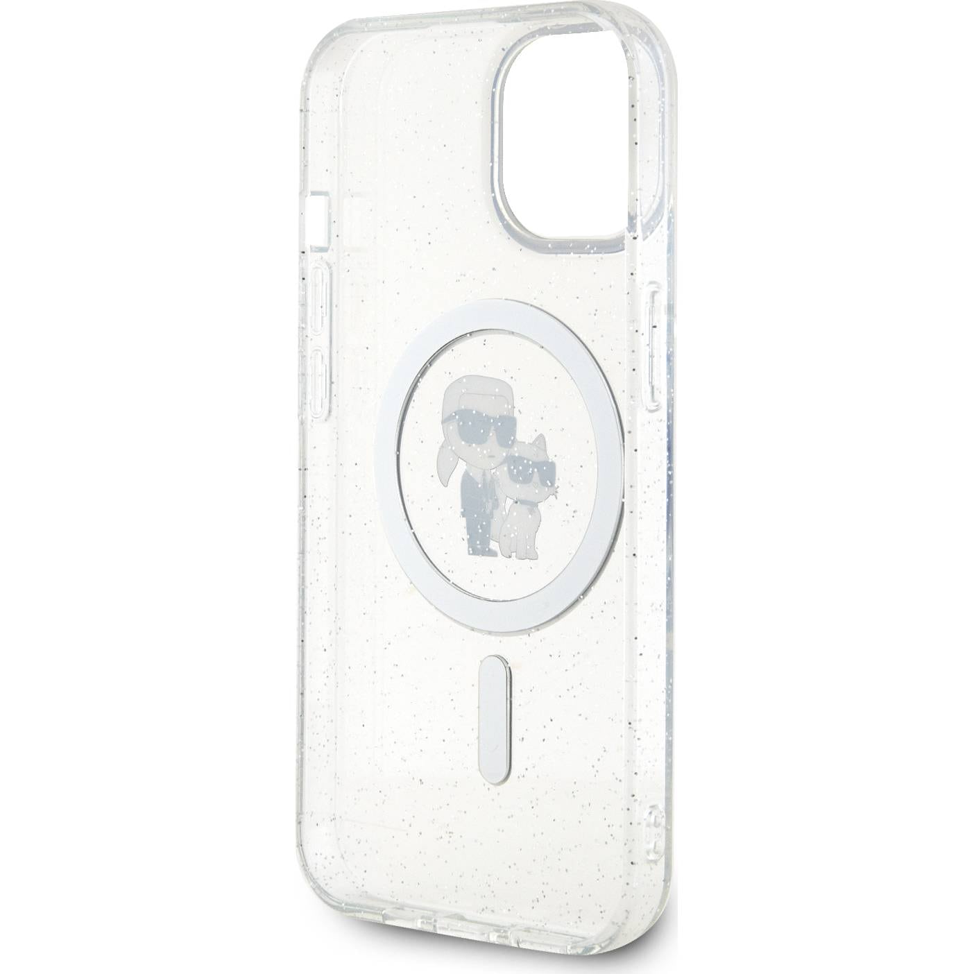 Etui Karl Lagerfeld HardCase Karl&Choupette Glitter MagSafe do Apple iPhone 15 Plus, Transparent