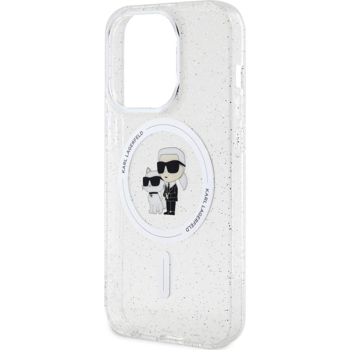 Etui Karl Lagerfeld HardCase Karl&Choupette Glitter MagSafe do Apple iPhone 15 Pro, Transparent