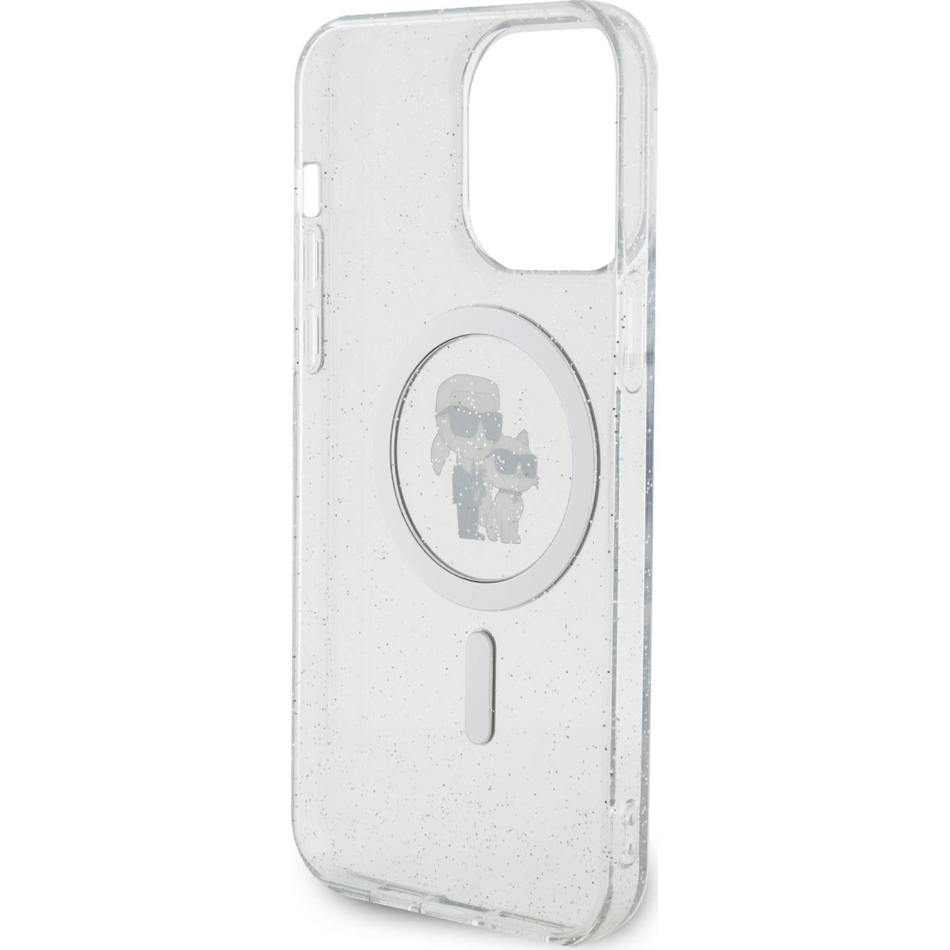Schutzhülle Karl Lagerfeld HardCase Karl&Choupette Glitter MagSafe do Apple iPhone 15 Pro Max, Transparent