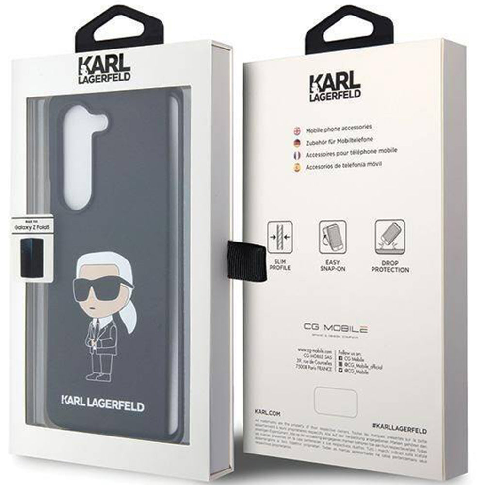 Schutzhülle Karl Lagerfeld Silicone Ikonik für Samsung Galaxy Z Fold5, Schwarz