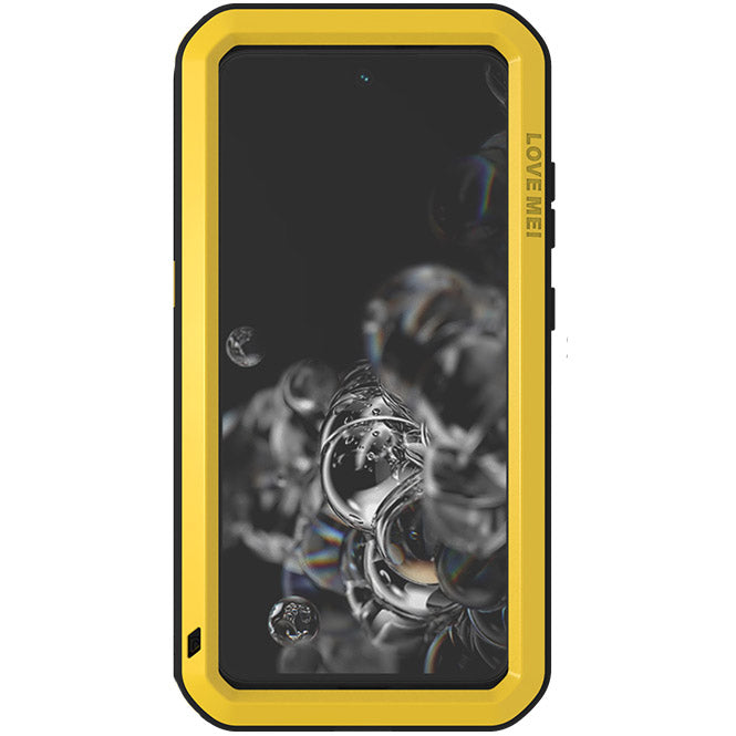 Gepanzerte Schutzhülle mit Glas für Galaxy S21 FE 5G, Love Mei Powerful, Gelb