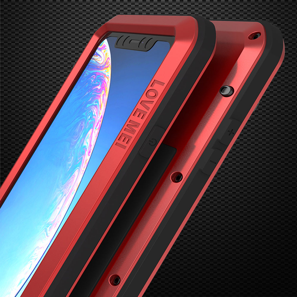 Gepanzerte Schutzhülle mit Glas für iPhone 11, Love Mei Powerful, Rot