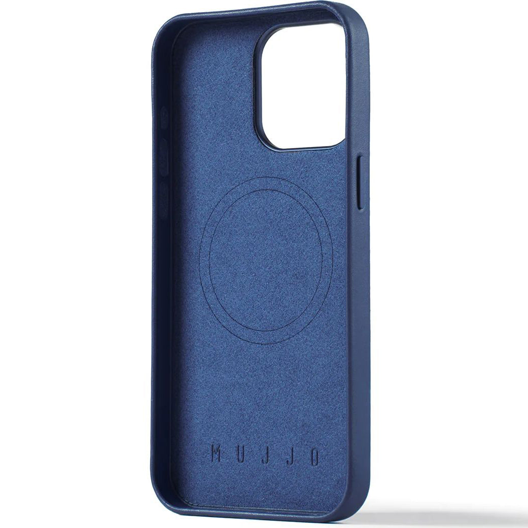 Schutzhülle Mujjo Leather Case für iPhone 15 Pro Max, Dunkelblau