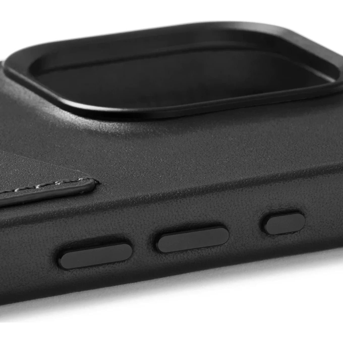 Schutzhülle Mujjo Full Leather Wallet Case MagSafe für Apple iPhone 15 Pro, Schwarz