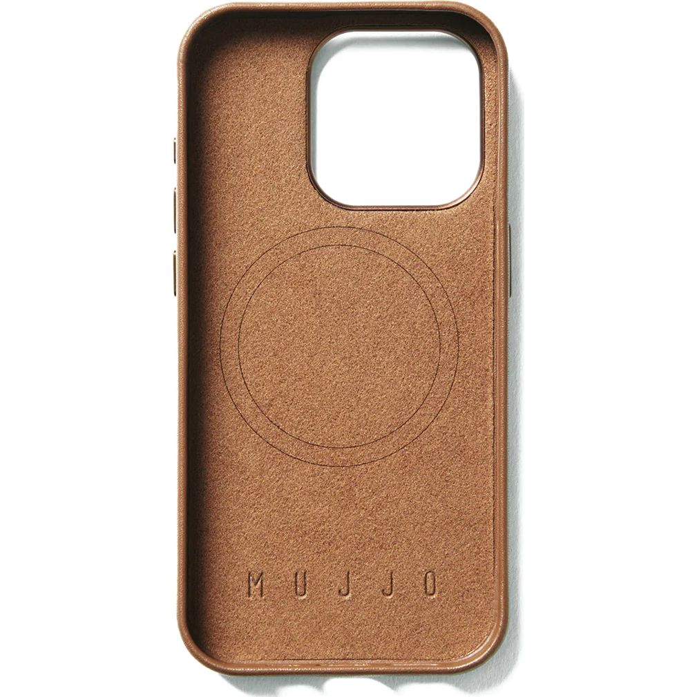 Schutzhülle Mujjo Full Leather Wallet Case MagSafe für iPhone 15 Pro, Braun