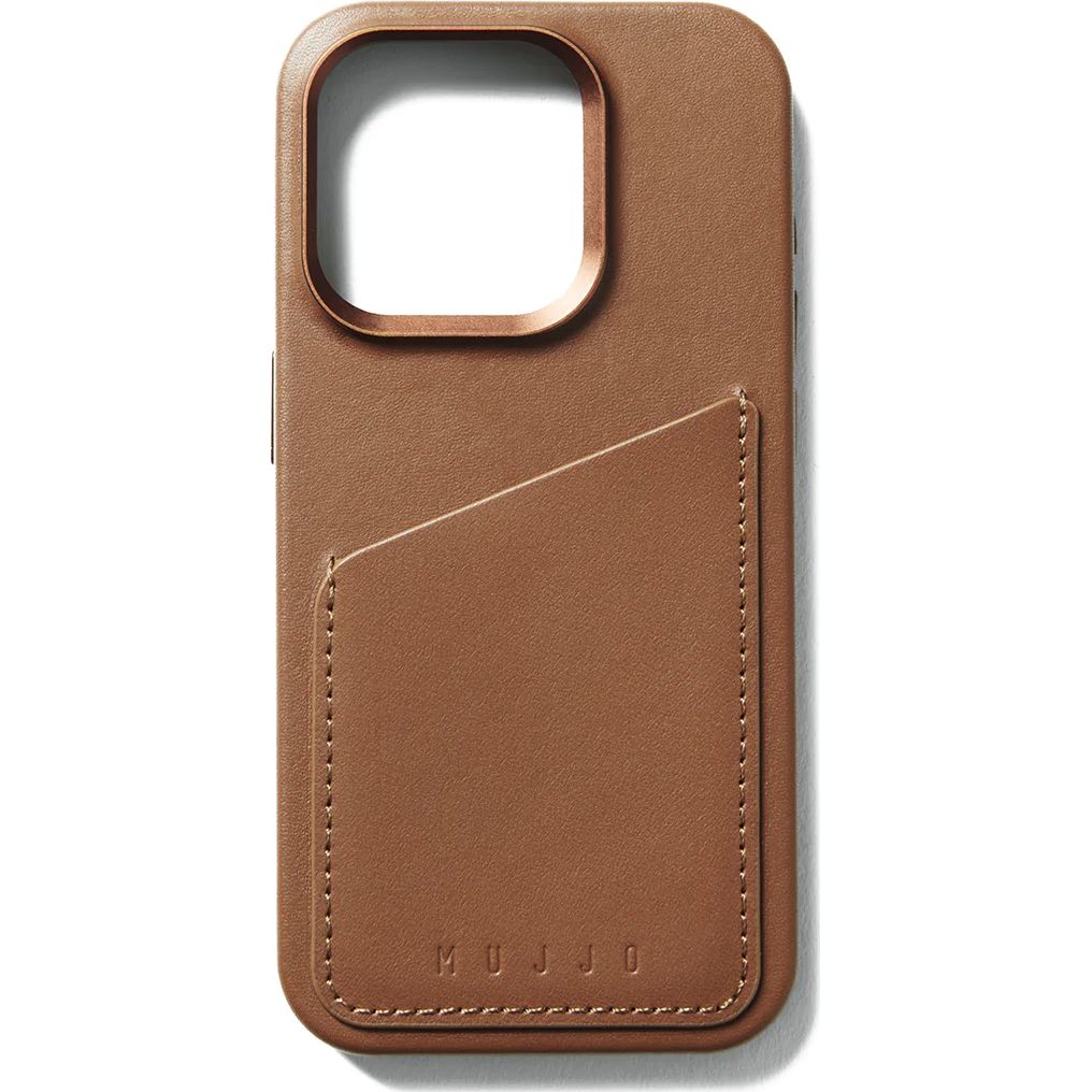 Schutzhülle Mujjo Full Leather Wallet Case MagSafe für iPhone 15 Pro, Braun