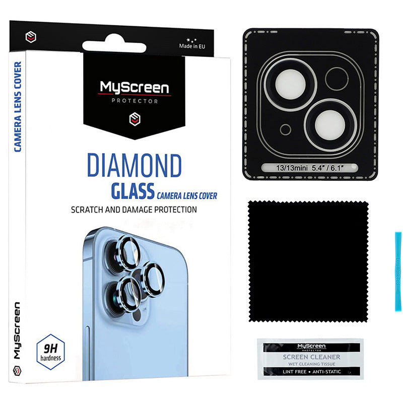 Gehärtetes Glas für die Kamera MyScreen Diamond Glass Camera Lens Cover für Apple iPhone 13/13 Mini, Schwarz