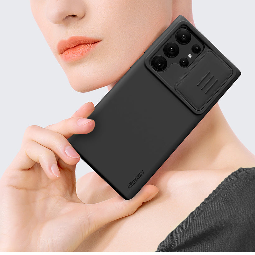 Schutzhülle mit Kameraslider und MagSafe Nillkin CamShield Silky Magnetic für Galaxy S23 Ultra, Schwarz