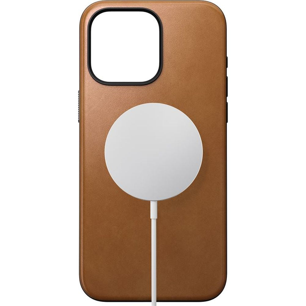 Leder Schutzhülle Nomad Modern Leather MagSafe für iPhone 15 Pro Max, Braun