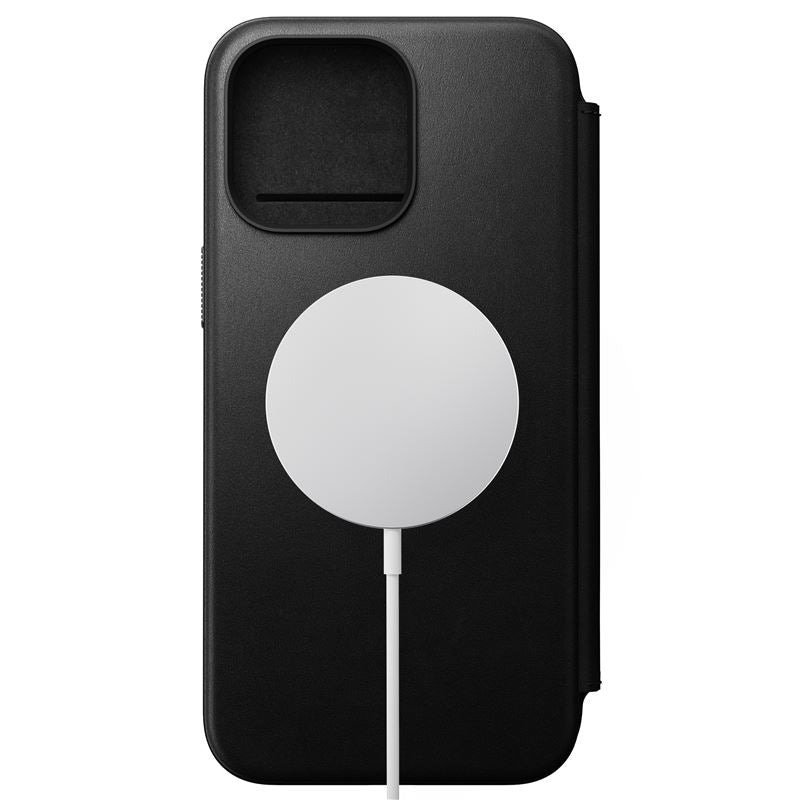 Schutzhülle mit Klappe Nomad Modern Leather Folio MagSafe für iPhone 15 Pro Max, Schwarz