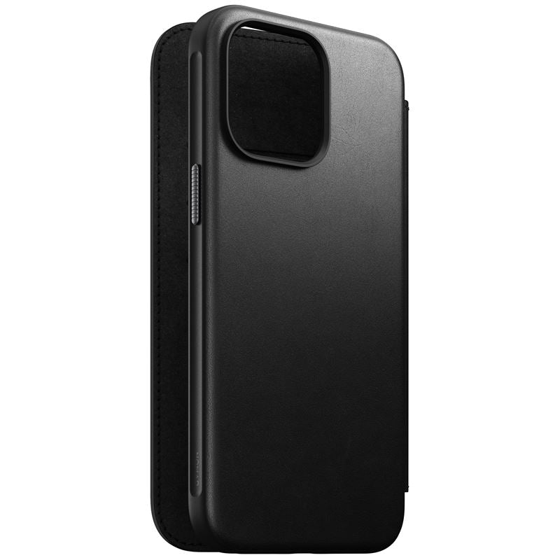 Schutzhülle mit Klappe Nomad Modern Leather Folio MagSafe für iPhone 15 Pro Max, Schwarz