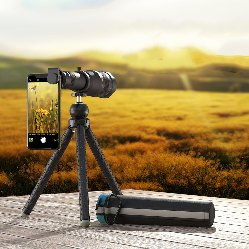 Objektiv / Linse / Teleskop APEXEL Zoom Smartphone Lens 60X mit Stativ, Schwarz